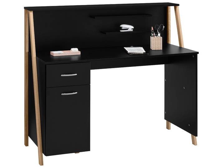 Schreibtisch VOGL MÖBELFABRIK Dave , schwarz (schwarz, eichenfarben), B:125cm H:108cm T:56cm, Tische, Schreibtisch