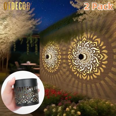 Outdoor Solar Garden Lights Solar Wall Lights IP65 Metal Outdoor, Wall Theme Fence Lights Garden, Backyard Decoration Outdoor Front Door Lantern 2pcs 1w