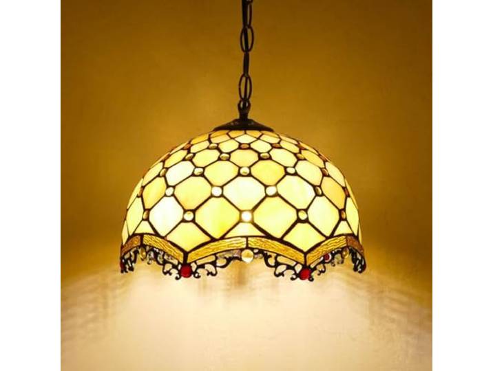 Retro Küchenlampen Tiffany Glas Esstisch Deckenleuchte Pendelleuchte Loft Anti-Kronleuchter Esszimmer E27 Hängeleuchte Vintage Beleuchtung für Wohnzimmer Schlafzimmer Cafe Bar (40CM,A)