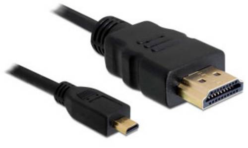 Delock HDMI Anschlusskabel HDMI-A Stecker, HDMI-Micro-D Stecker 2m Schwarz 82664 4K UHD, vergoldete Steckkontakte HDMI-Kabel