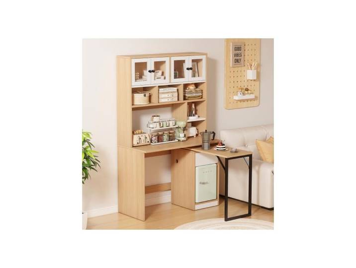 Bureau d'ordinateur bureau étagère bureau armoire bureau de travail bureau armoire 180cm blanc naturel