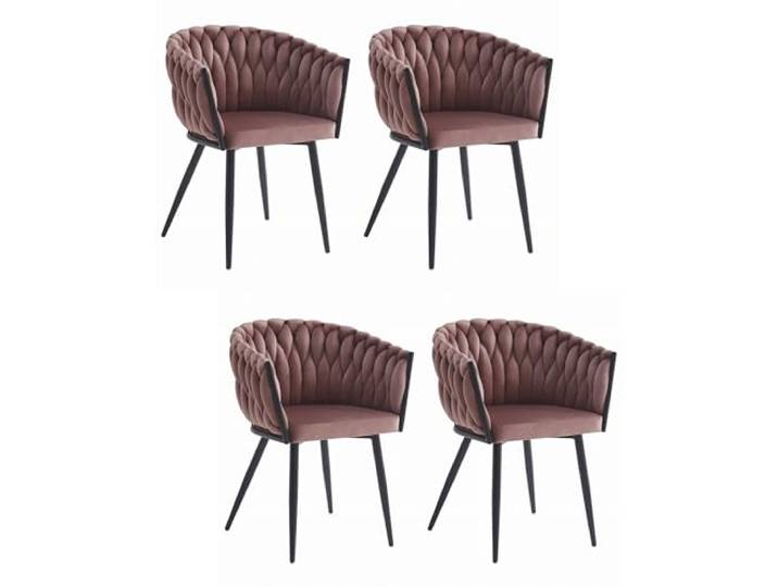 Komodee Stuhl Arona Dunkelrosa 61x79x55 cm 4 Stück Sessel ARONA dunkelrosa Samt gepolstert mit Armlehnen Metallbeine 4 Stück für Wohnzimmer, Esszimmer, Belastung bis 110 kg