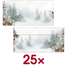 Sigel Design-Briefumschlag Scandinavian Snow 22 x 11 cm / DIN lang mit Fenster 25 Stüc, 22x11 cm