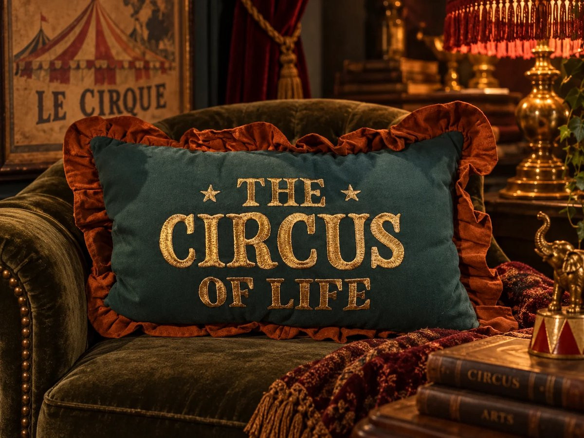 Sierkussen The Circus of Life - Kleurrijk - 50 x 30 cm