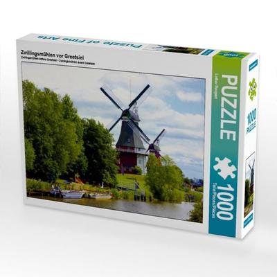 CALVENDO Puzzle Zwillingsmühlen vor Greetsiel | 1000 Teile Lege-Größe 64x48cm Foto-Puzzle für glückliche Stunden