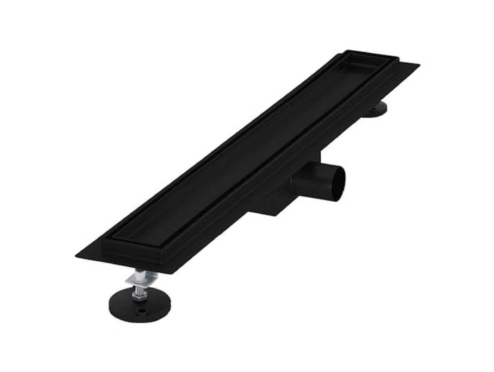 LuxeBath Duschrinne 60 cm 2in1, befliesbar, extra flach, Edelstahl, Schwarz, Doppelseitige Bodenablauf, Komplettset Bodenbefestigung, Duschablauf, Siphon mit Geruchsstop, Haarsieb, Ablaufrinne Dusche