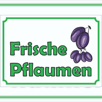 HB-Druck Werbeaufkleber Aufkleber Frische Pflaumen A4 (210x297mm)