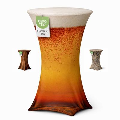EXKLUSIV HEIMTEXTIL Stehtischhusse Stretch für Bistrotisch Motiv Ø 70-75x110-120 cm Bierglas