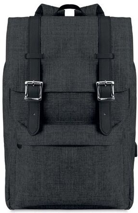 Sac à dos personnalisé avec port USB polyester RIGA PET PVC noir