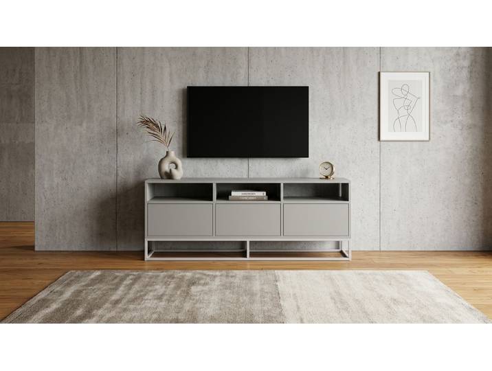 TV Sideboard – weiß/grau/schwarz Premium Dekore Grau