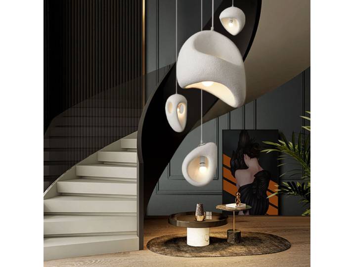 Villa nordique escaliers Wabi Sabi E27 pendentif LED lumières Loft Bar pendentif Lustre éclairage Lustre irrégulier luminaires suspendus