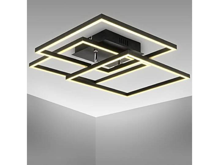 B.K.Licht I Plafonnier LED moderne 40 Watt I lampe de salon 3000 K blanc chaud I LED-Frame finition noire
