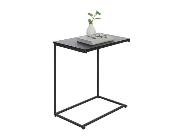 Relaxdays Table d'appoint\, en C\, Grand Plateau\, H x L x P : 60 x 55 x 35 cm\, Table à Glisser sous Le canapé\, Fer\, Noir