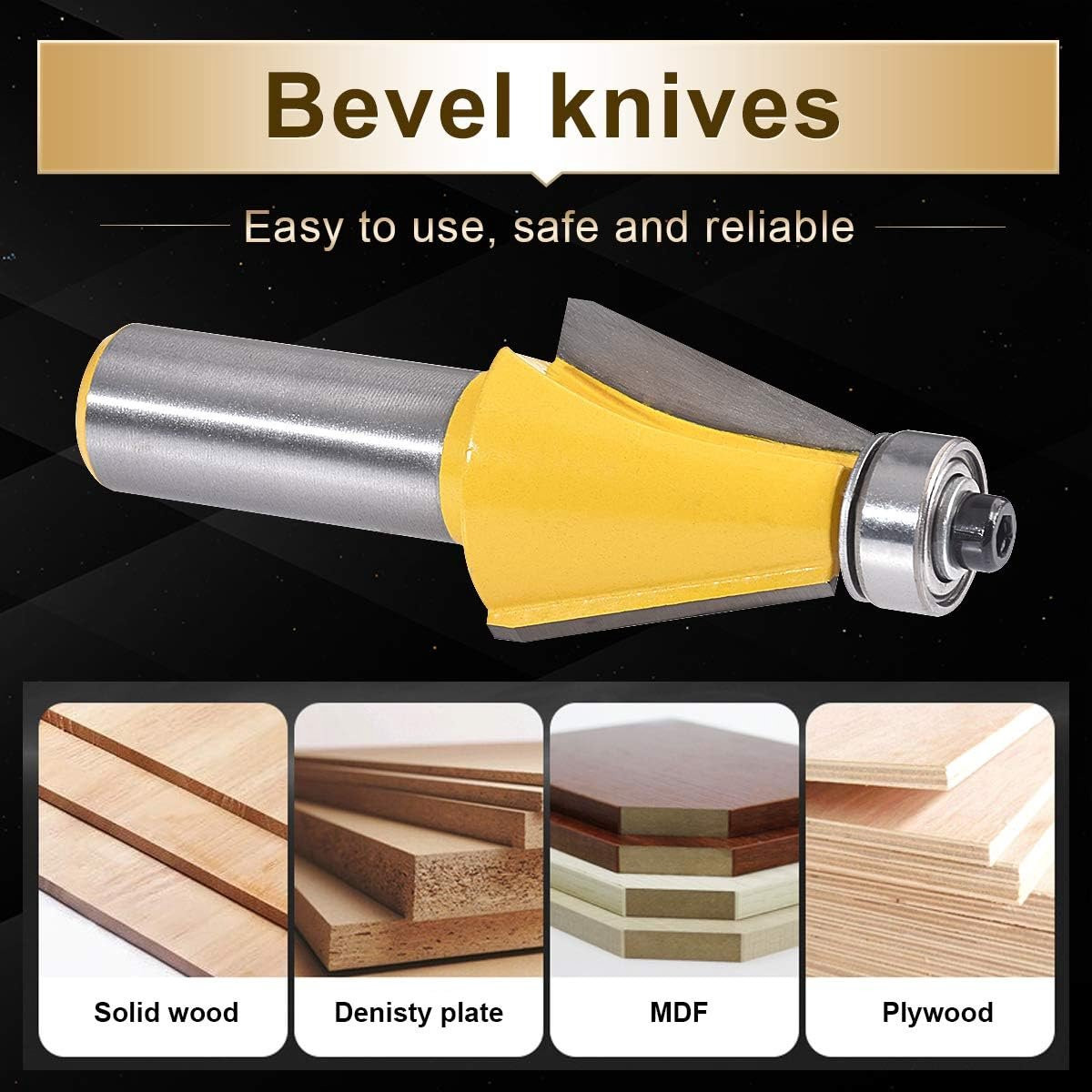 Professionele 15-graden schuine profielfrees met tungsten carbide tip en 1/2 inch schacht in zilver