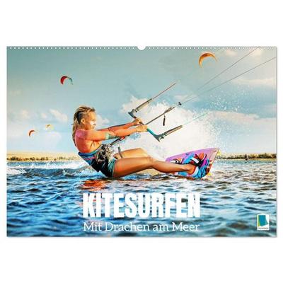 Kitesurfen: Mit Drachen am Meer (Wandkalender 2027 DIN A2 quer), CALVENDO Monatskalender
