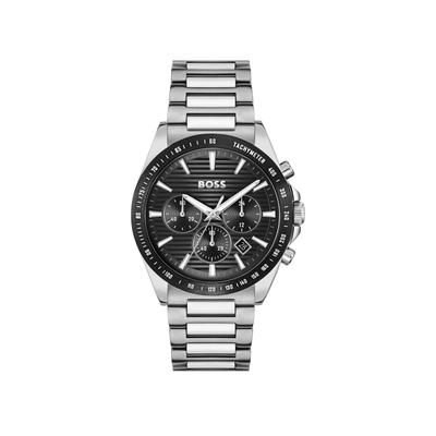 Chronograph BOSS "STRIKE CHRONO", silber (silberfarben, schwarz, schwarz), Armbanduhren, Herren, silberfarben, Chronograph, Quarzuhr, Armbanduhr, Herrenuhr, Edelstahlarmband, analog, Tag