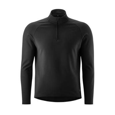 Radtrikot GONSO "Essential Jersey Longsleeve Therm M", Herren, Gr. M, schwarz, 96% Polyester, 4% Elasthan, Rundhals, Trikots, Herren Radtrikot half-zip, langarm Trikot, Semi Fit