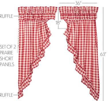 VHC Brands Tan Primitive Kitchen Curtains VHC Crosswoods Swag Pair Rod Pocket Cotton Plaid - Swag 36x36x16 - Swag 36x36x16