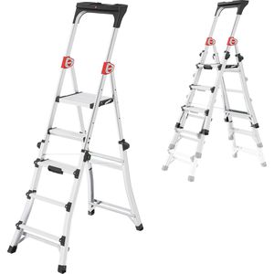 Hailo-Master Teleskopleiter TL100, 8450-100, Länge 1,9m, Stehleiter mit Treppenfunktion, mit 3 bis 5 Stufen