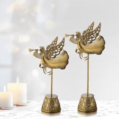 Regency International "17-19"" Resin Flying Angel With Horn Set of 2"