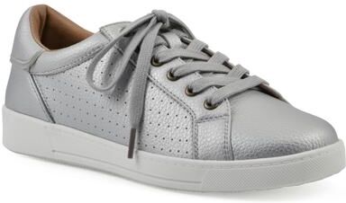 Women's Uniform Lace Up Sneaker by White Mountain in Silver Smooth (Size 7 1/2 M)