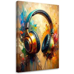 LEINWANDBILD DJ Kopfhörer Musik Abstrakt 80x120cm
