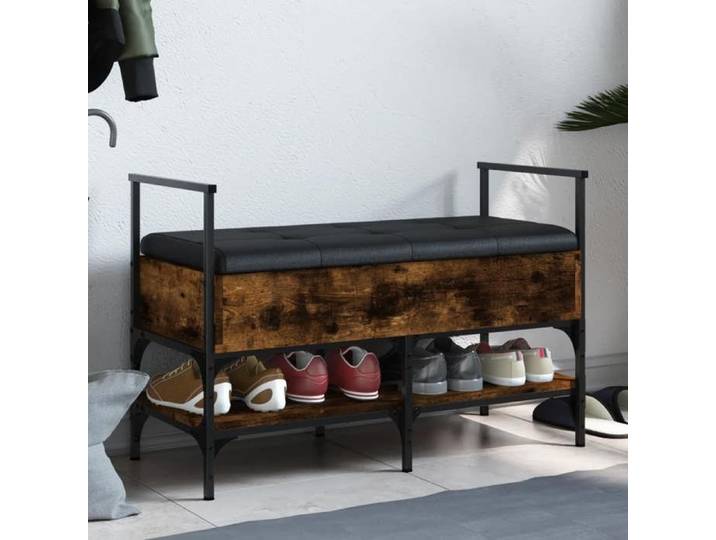 Banc à Chaussures Banquette de Rangement avec Siège Meuble à Chaussures avec Coussin Moderne Chêne Fumé 835231