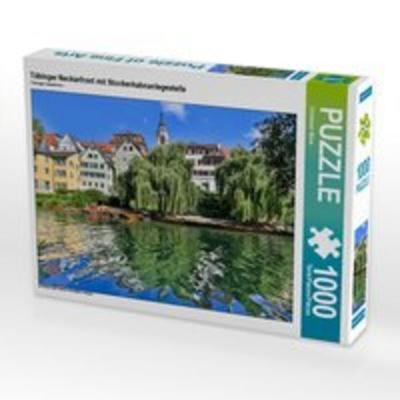CALVENDO Puzzle Tübinger Neckarfront mit Stocherkahnanlegestelle | 1000 Teile Lege-Größe 64x48cm Foto-Puzzle für glückliche Stunden