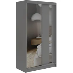 SCHWEBETÜRENSCHRANK mit Schubladen 120 - GRECJA - Grau mit Spiegel