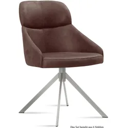 ESSZIMMERSTUHL (6er-Set) Dounia 52x82x63 Edelstahl/Braun