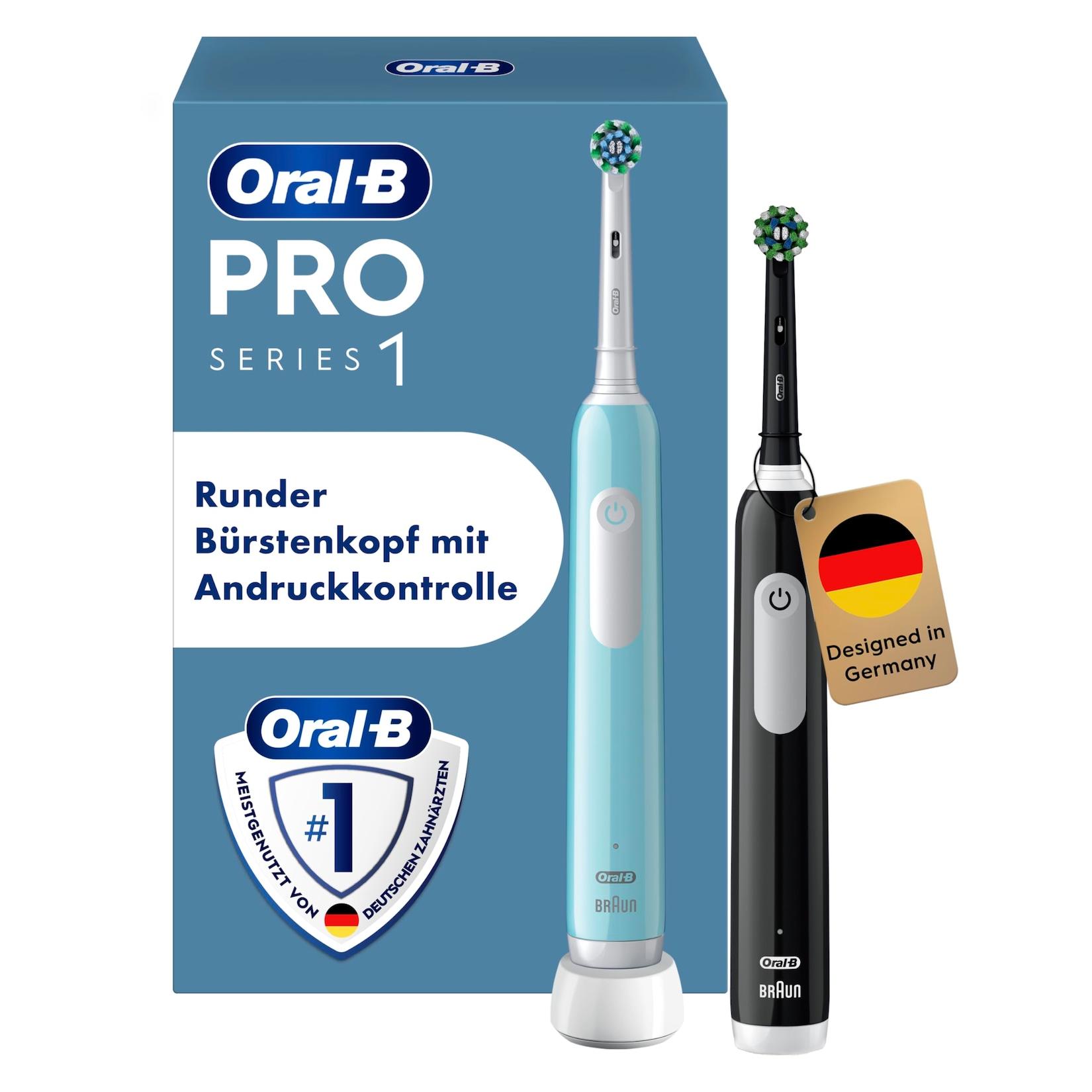 Oral-B Pro Series 1 Elektrische Zahnbürste, Doppelpack, Blau/Schwarz Inkl. 2 Aufsteckbürsten