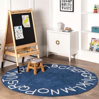 Nuloom Alphabet SpinClean Washable Round Rug
