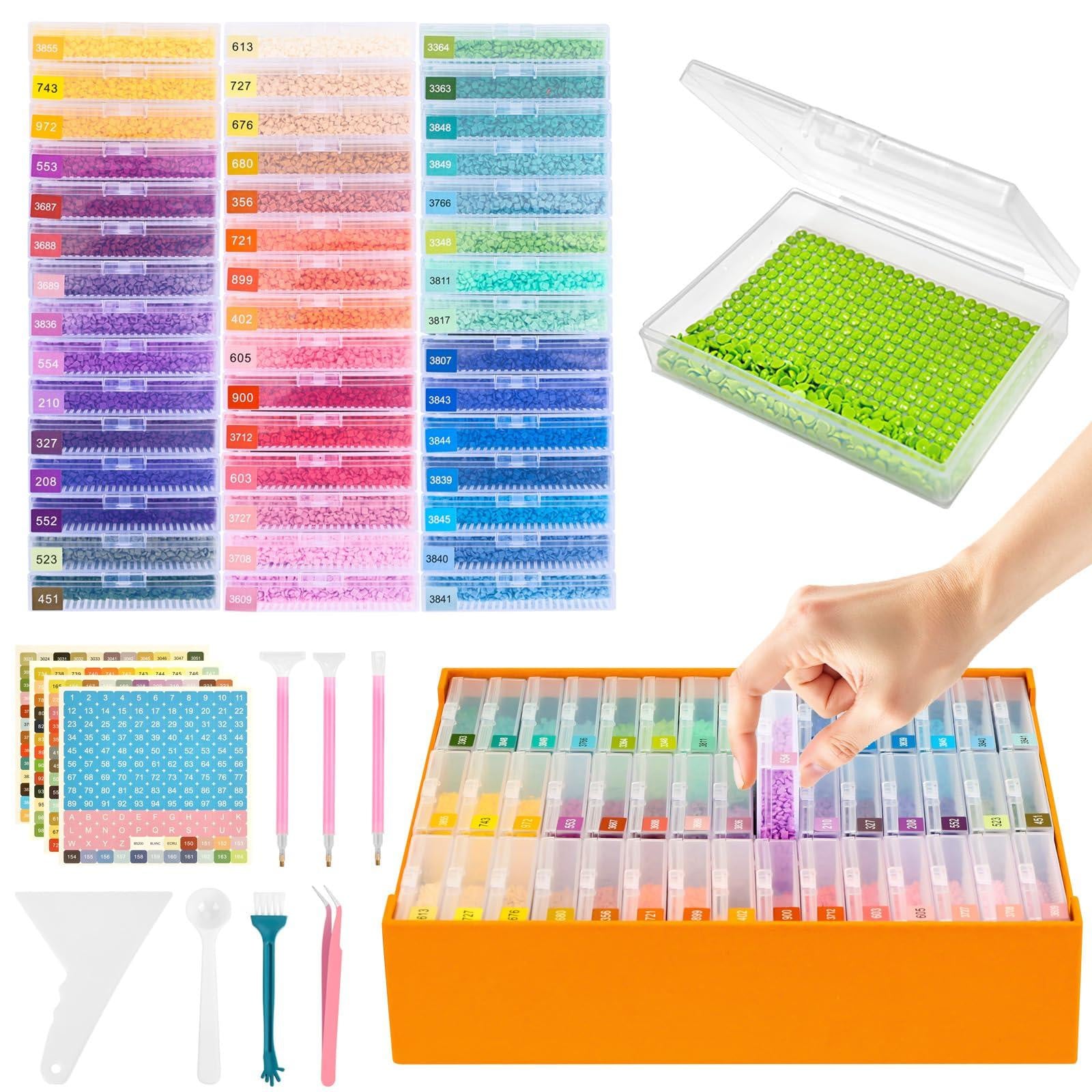 Diamond Painting Organizer Set met 45 transparante opbergboxen en accessoires
