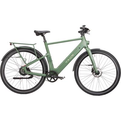 E-Bike VAUN "VAUN SKYLINE Diamant-Cityrad Bikes" Gr. 48, grün (olive grün matt, schwarz), Elektrofahrräder, 51cm, 28 Zoll (71,12cm), (mit integr. Akku), Elektrofahrrad für Alltag und Einkauf