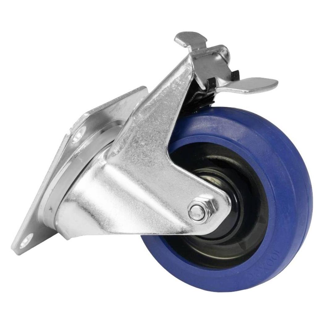 Roadinger Lenkrolle RD-100B 100mm blau mit Bremse (3000400C)
