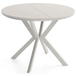ESSTISCH Valeo Neo – Rund, Ausziehbar, mit Ring – Kaschmirfarbene Metallbeine – Moderner Stil – Kaschmir 100-140/100/76 cm