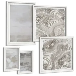 BILDER SET 5er Set - 50x50 cm & 20x30 cm & 40x60 cm Weißer Rahmen - Abgenutzte Texturen, moderner Stil