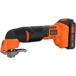 Black & Decker, Multifunktionswerkzeug, 18 V Multifunktionswerkzeug, 1A Ladegerät, 1x 2,0 Ah Akku, 20-tlg Zubehör, Kitbox (Oszillationswerkzeug)