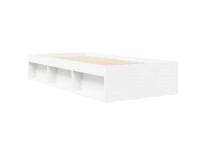 KTHLBRH Bettgestell mit Stauraum, weiß, 80 x 200 cm Technisches Holz, fester Lattenrost, 140 kg, pflegeleicht, modernes Zimmer