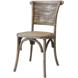 Chic Antique Französischer Stuhl mit Geflechtsitz und Rücken, H88/L45/B40 cm, natur