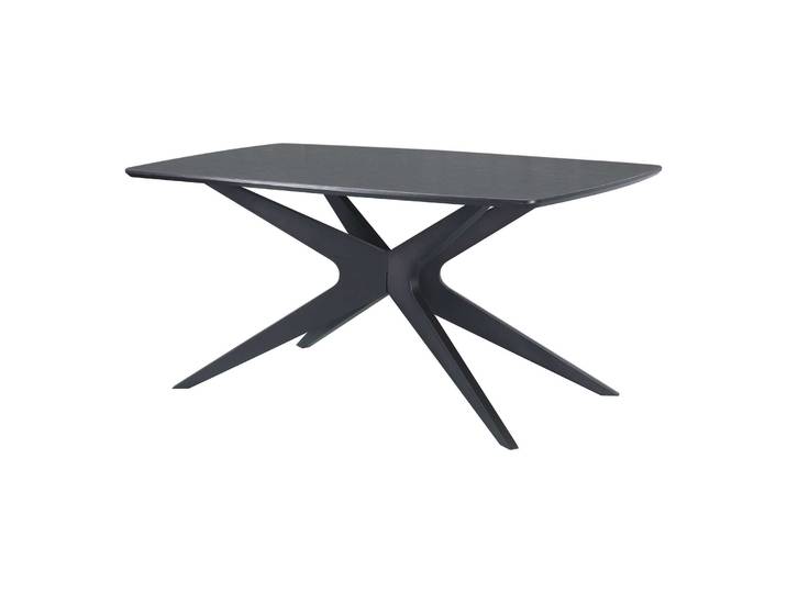 Esstisch GOODPRODUCT Dakona , schwarz (schwarz, schwarz, schwarz), B:160cm H:76cm T:90cm, Tische, Esstisch, Tischplatte mit Holzstruktur, schwarze Metallbeine, Höhe 76 cm