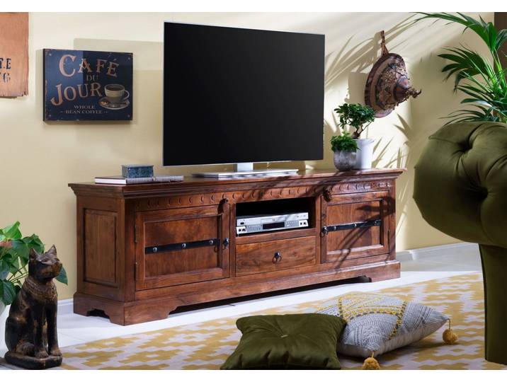 Meuble TV 170x40 Acacia laqué Nougat OXFORD #324