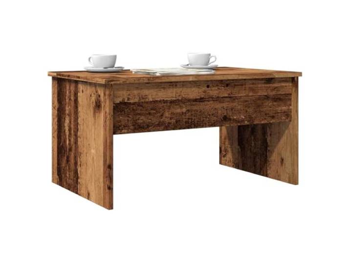 HEFZGDB Couchtisch Altholz-Optik 80x50,5x41,5 cm Holzwerkstoff Höhenverstellbar mit Stauraum Fach für Wohnzimmer Essbereich Multifunktional Langlebig