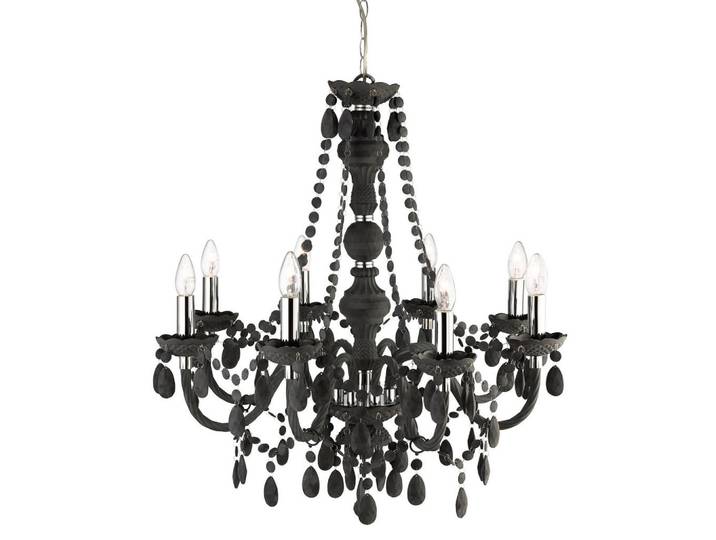 Kronleuchter Marie Therese, Grau, Chromfarben, Metall, Kunststoff, 150 cm, Lampen & Leuchten, Innenbeleuchtung, Hängeleuchten, Kronleuchter