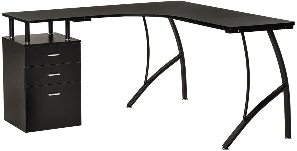 Inbox Zero Alliana L-Shaped Steel Executive Desk Black 76cm H X 143.5cm W X 143.5cm D