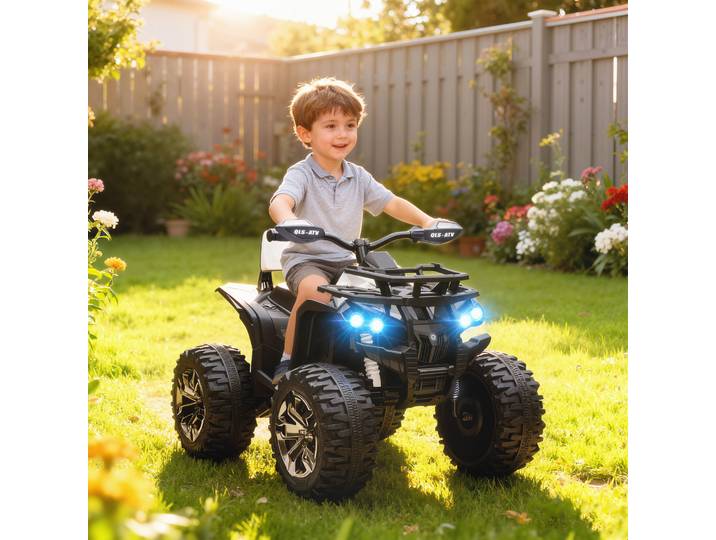 HOMCOM Quad Électrique Enfant 12V USB Phares Blanc