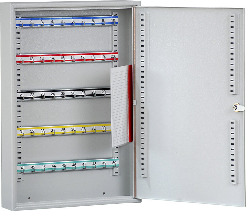 kaiserkraft Schlüsselschrank, 50 Haken, HxBxT 550 x 380 x 80 mm, lichtgrau