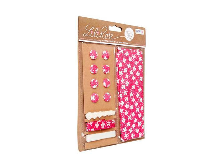 Glorex Textil-Set Blumen Himbeerrot 48 × 48 cm 3 × 1 m