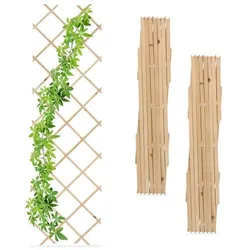 Relaxdays Ausziehbares Rankgitter Holz 3er Set Hellbraun