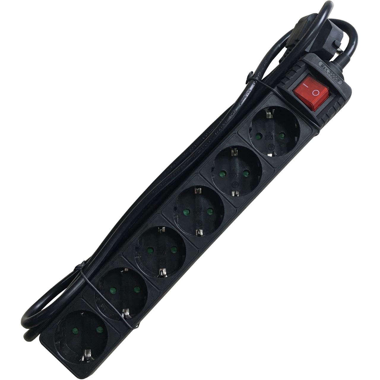 1.50m Mcab Stromkabel Steckdosenleiste Schwarz 6 (POW0028)